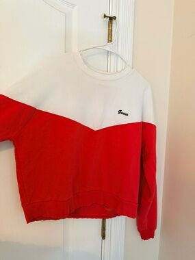 Guess Colorblock Crewneck Shirt  - White & Red